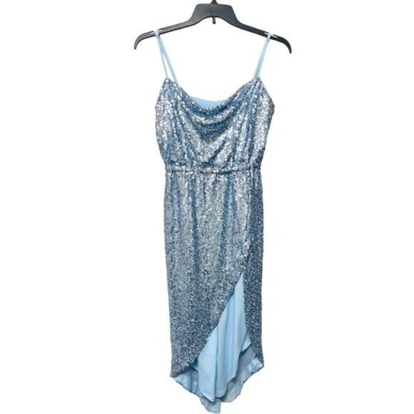 New ALEXIA ADMOR Hailey Sequin High-Low Dress in Halogen blue Size 6 - Picture 4 of 8